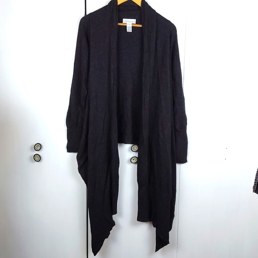 Bryn Walker |Black Neutral Open Lambswool Cashmere Knit Cardigan Luxe Sz.S/M